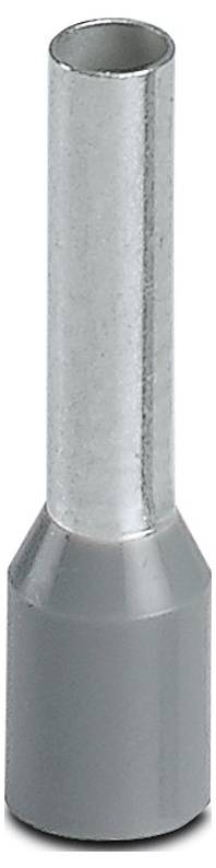 Eine Metall- und Kunststoff-Aderendhülse mit zylindrischer Form und grauer Basis, verwendet zum Crimpen und Sichern von elektrischen Drähten.