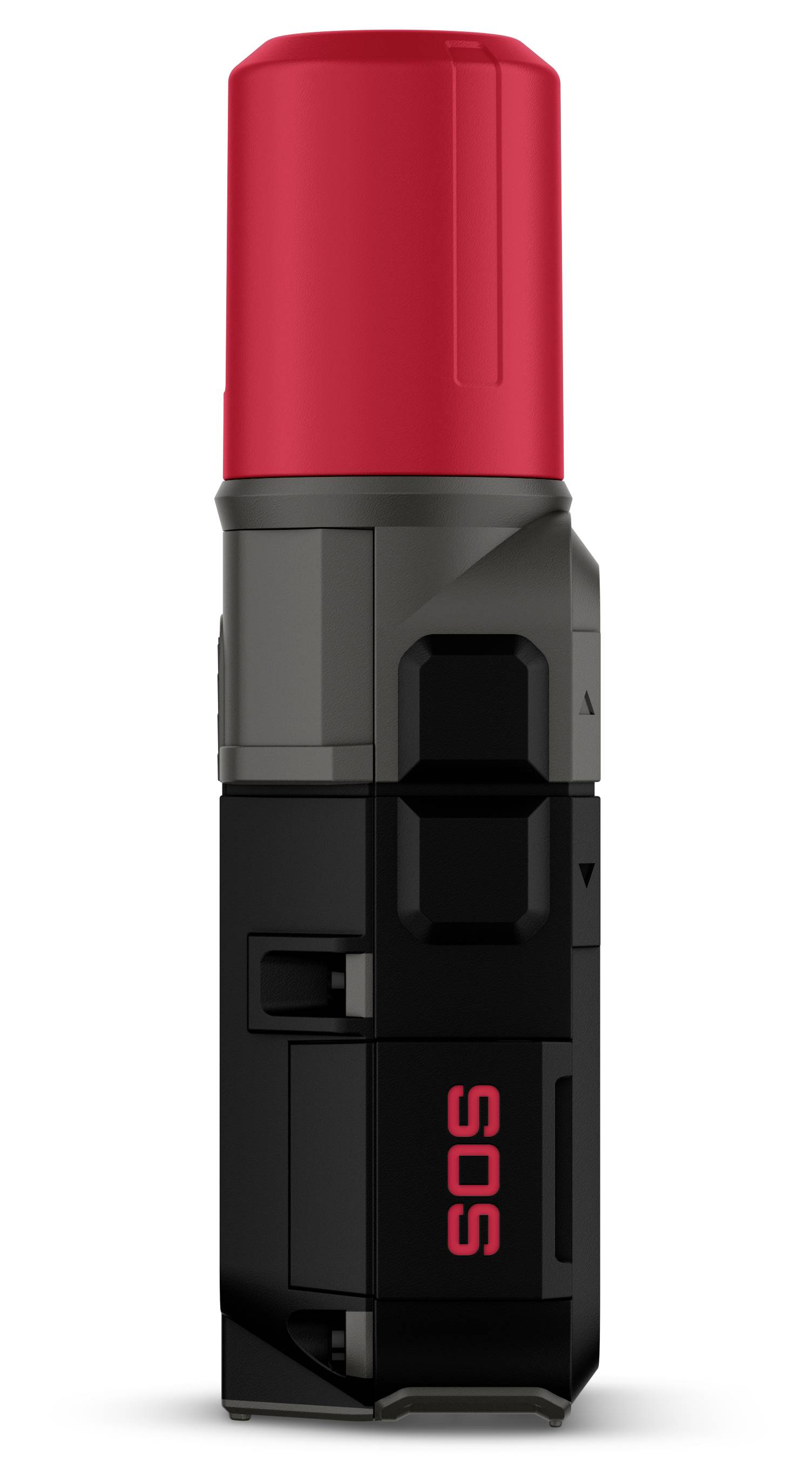 Ein tragbarer SOS-Notfallsender mit roter Kappe zur Signalübertragung.