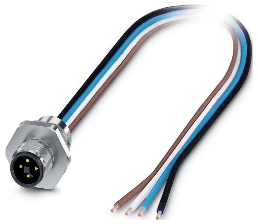 Ein schwarzer kreisförmiger Elektrostecker mit sechs nummerierten Löchern, der für Audiokabel verwendet wird. Die Metalllasche oben gewährleistet eine sichere Befestigung.