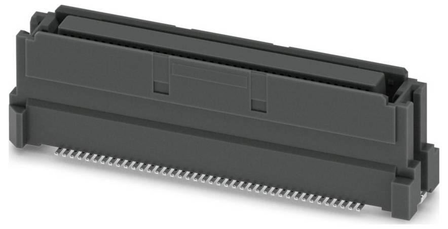 Ein schwarzer, rechteckiger Computerverbinder mit mehreren kleinen Metallstiften, typischerweise zum Verbinden von internen Komponenten auf Leiterplatten verwendet.