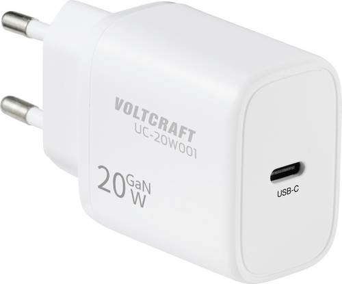 VOLTCRAFT UC-20W001 USB Ladegerät 20 W 1x USB-C® Fast Charge, USB PD 3.0 Weiß GaN