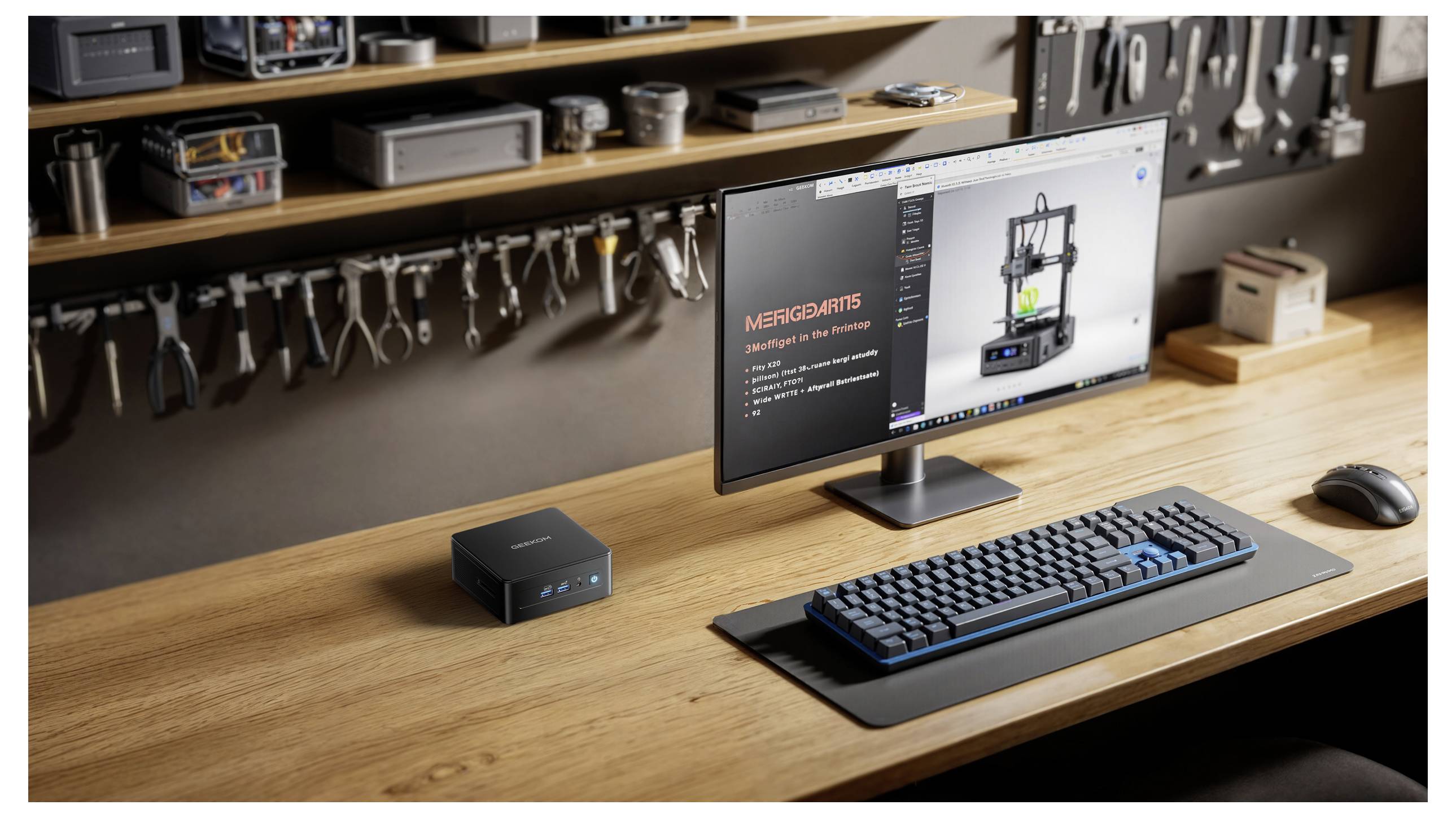 Ein Schreibtisch mit einem Monitor, auf dem die Webseite 