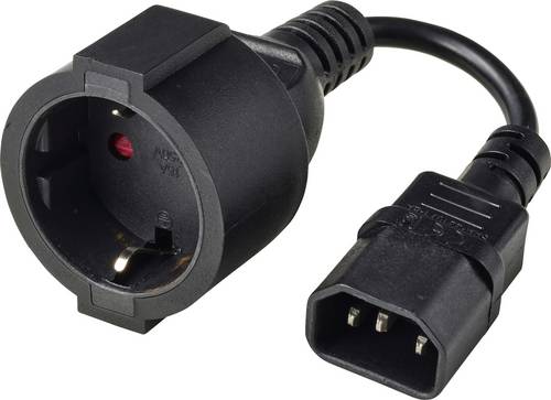 Renkforce Strom Anschlusskabel [1x Kaltgeräte-Stecker C14 - 1x Schutzkontakt-Steckdose] 0.15 m Schw