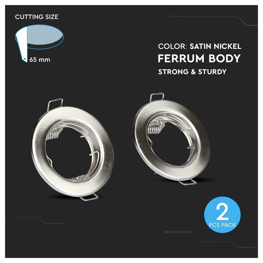 Schnittgröße: 65 mm. Farbe: Satinnickel. Ferrum-Körper, stark & robust. 2er-Pack.' Zeigt zwei metallische Krelobjekte.