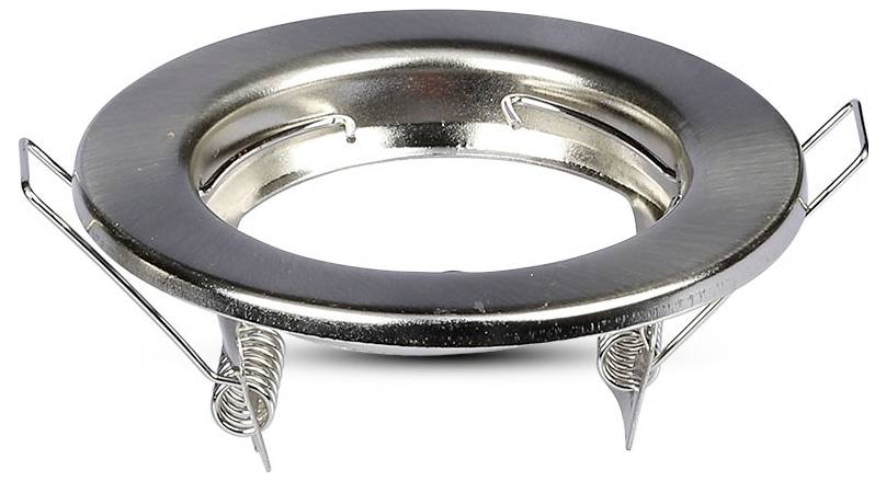 Metallischer Ringhalter mit Federklemmen, konzipiert zum sicheren Festhalten von runden Gegenständen, häufig in Beleuchtungsarmaturen verwendet.