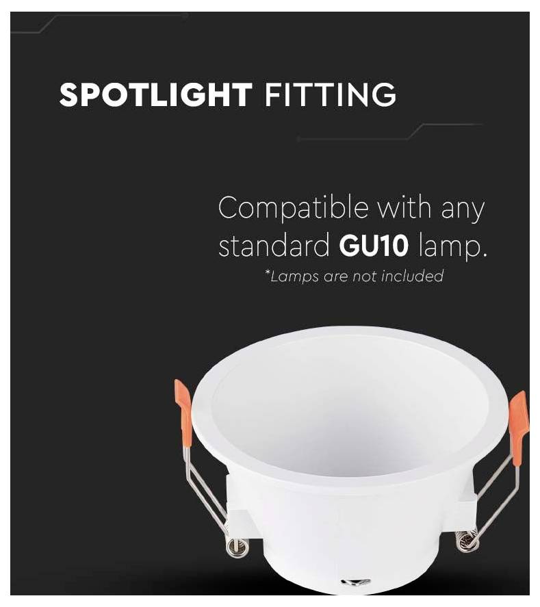 Strahlereinbau<br><br>Kompatibel mit allen gängigen GU10 Lampen.<br><br>Hinweis: Lampen nicht im Lieferumfang enthalten.