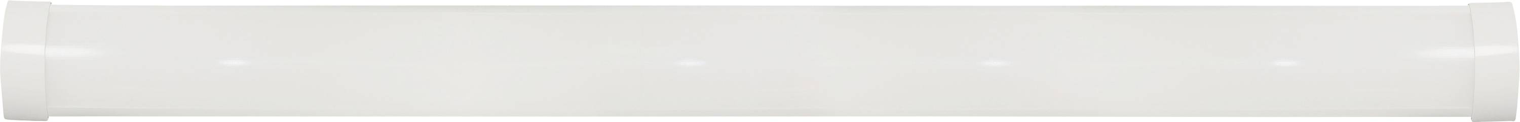 Ein langer, horizontaler weißer Panel mit einer leicht gewölbten Oberfläche und subtilen Lichtreflexen, der einem minimalistischen Designelement ähnelt.