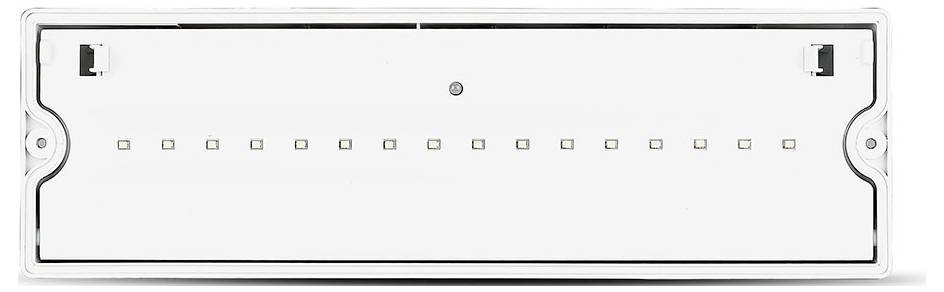 Eine rechteckige LED-Leuchte mit mehreren kleinen LED-Lampen in einer Reihe, die in einer durchsichtigen Abdeckung eingebettet ist und für Innenbeleuchtung geeignet ist.