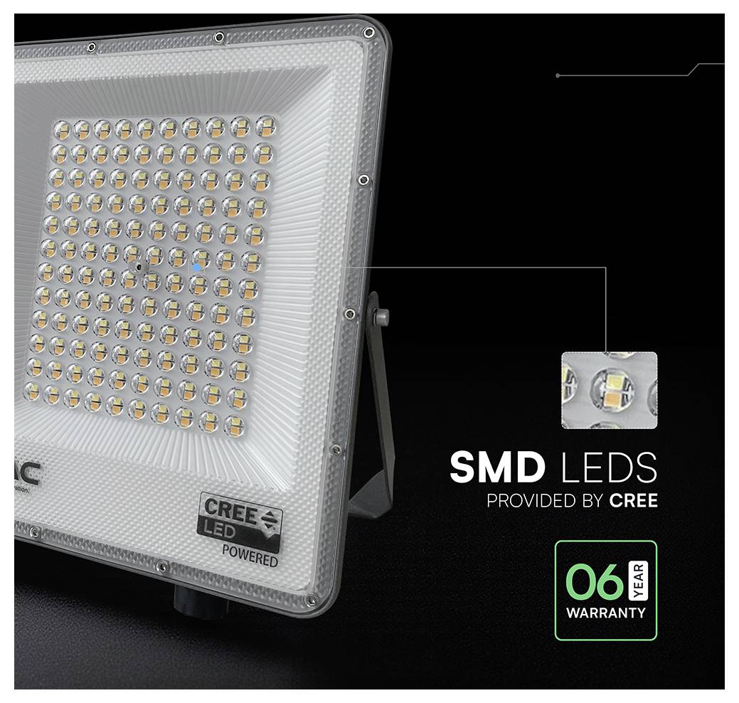 Ein LED-Flutlichtstrahler mit der Bezeichnung „V-TAC Premium Quality Aluminium