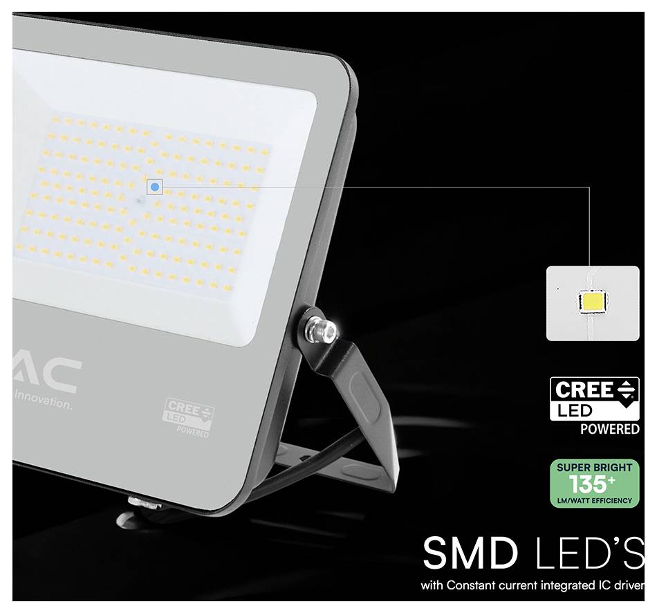 Ein rechteckiges LED-Flutlicht mit der Bezeichnung „SMD LED's