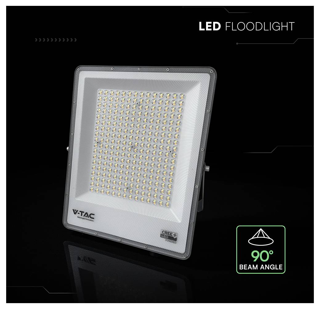 LED-Flutlicht mit 90-Grad-Abstrahlwinkel. V-TAC-Branding ist sichtbar. Ideal zur Ausleuchtung großer Flächen.