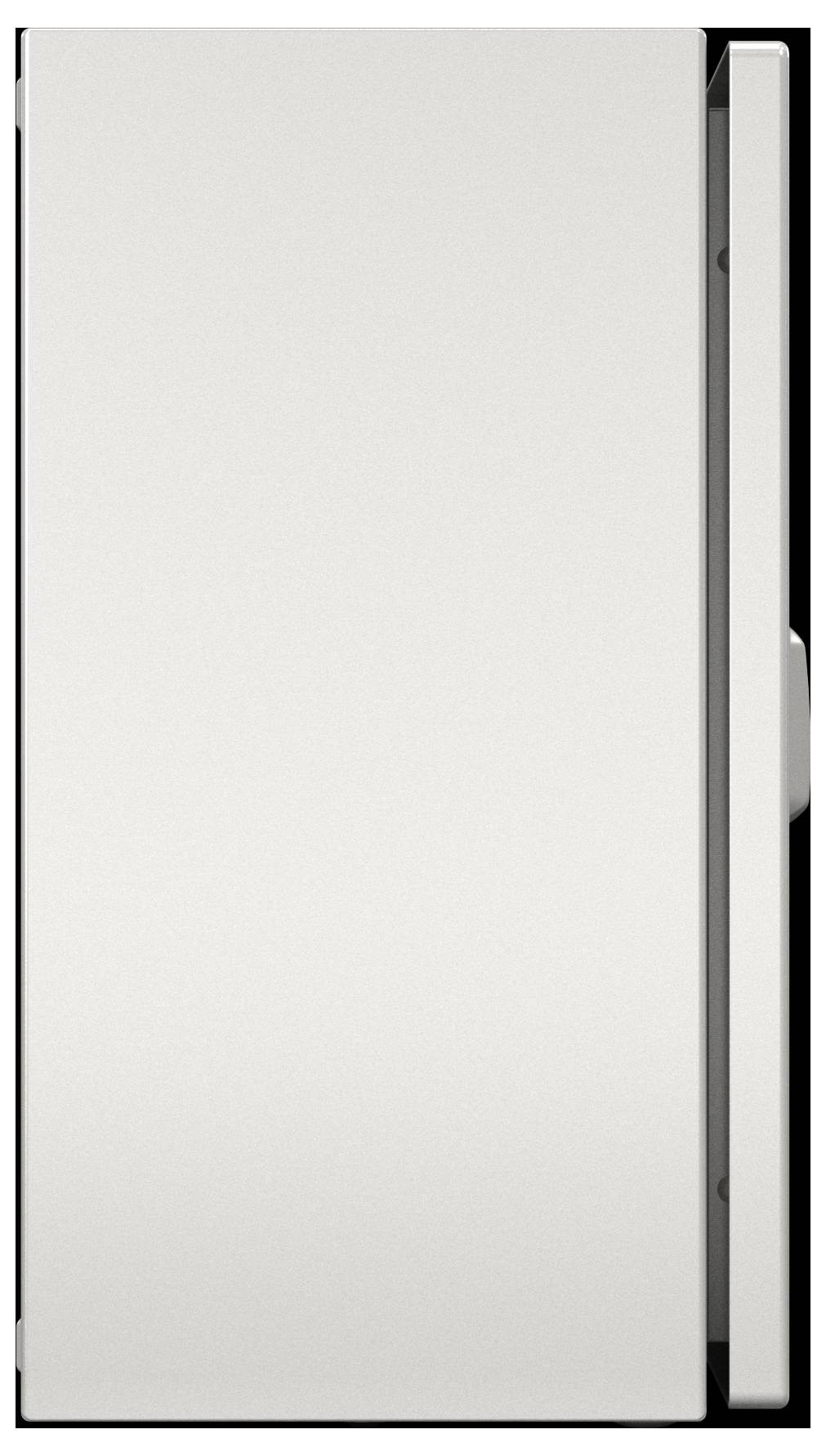 Eine einfache geschlossene Tür, die aus einem leichten Winkel gesehen wird. Der Türgriff ist auf der rechten Seite sichtbar. Die Oberfläche der Tür ist schmucklos und glatt.