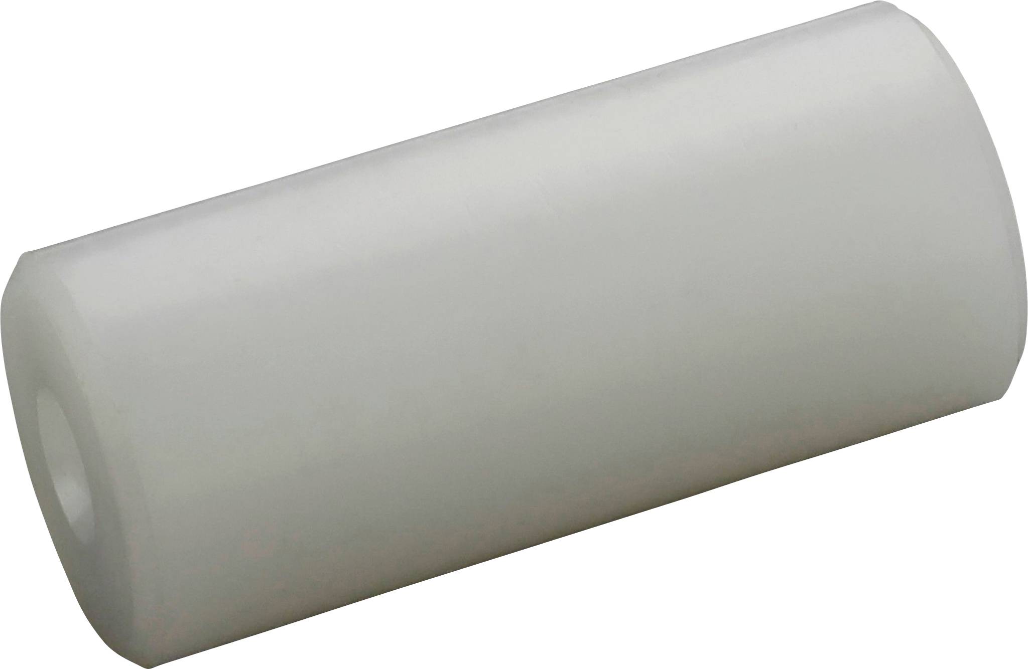 A white cylindrical roller, likely used in machinery or equipment, displayed against a plain background.