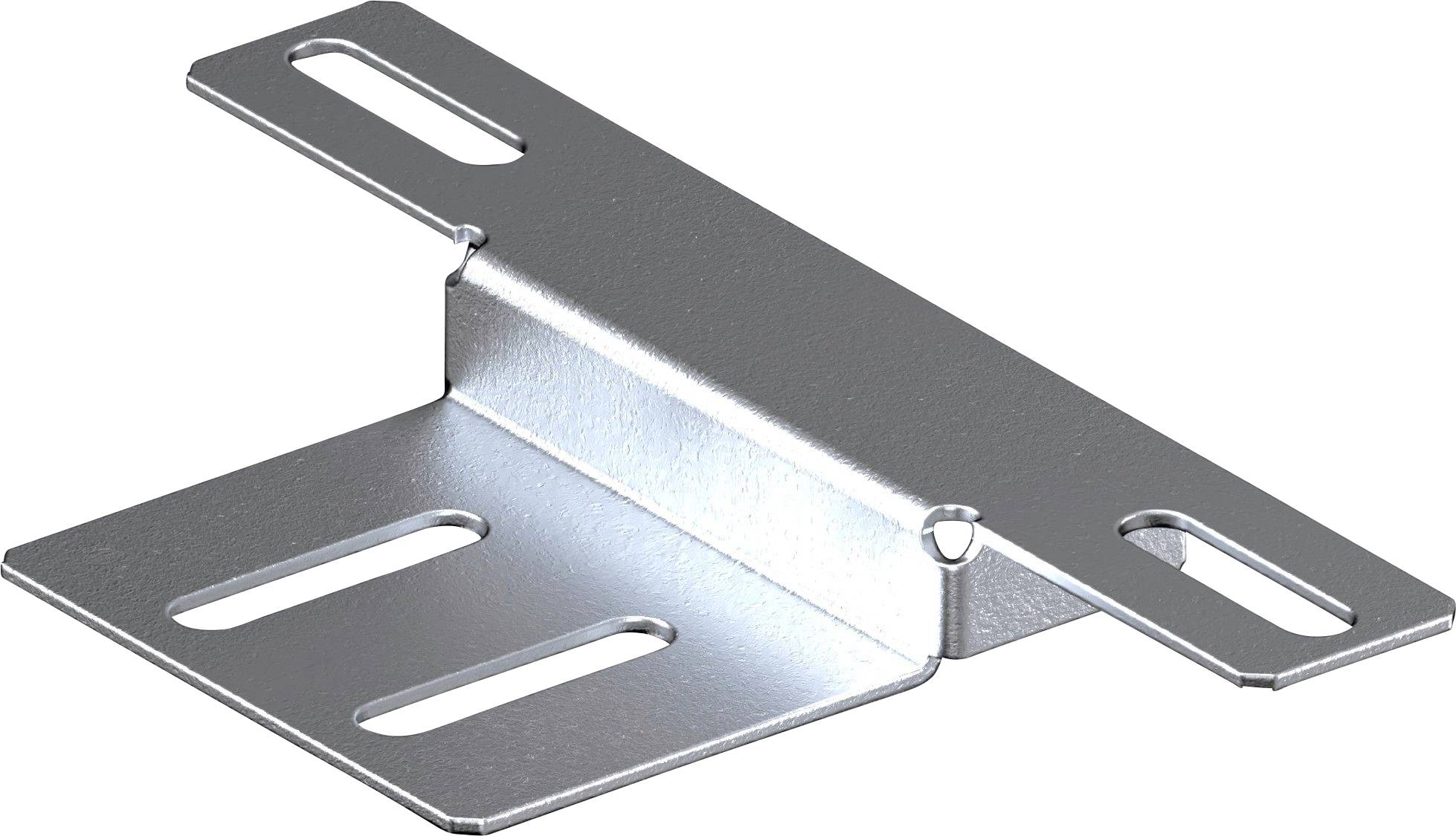Eine Metallhalterung mit rechtwinkliger Ausführung und jeweils drei verlängerten Befestigungsschlitzen auf jeder Seite, die zur strukturellen Unterstützung verwendet wird.