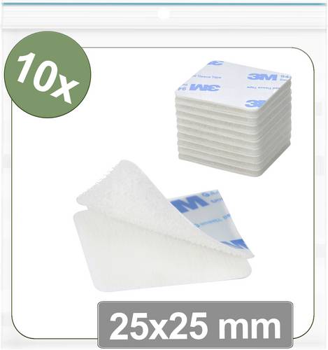 Quadrios 25CA670 Klettpunkte zum Aufkleben Haft- und Flauschteil (L x B) 25 mm x 25 mm Weiß 10 St.