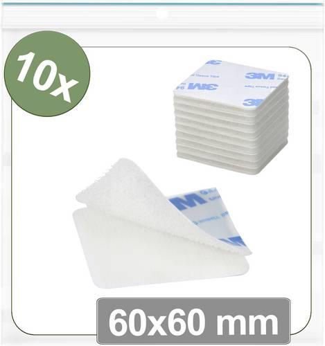 Quadrios 25CA675 Klettpunkte zum Aufkleben Haft- und Flauschteil (L x B) 60 mm x 60 mm Weiß 10 St.