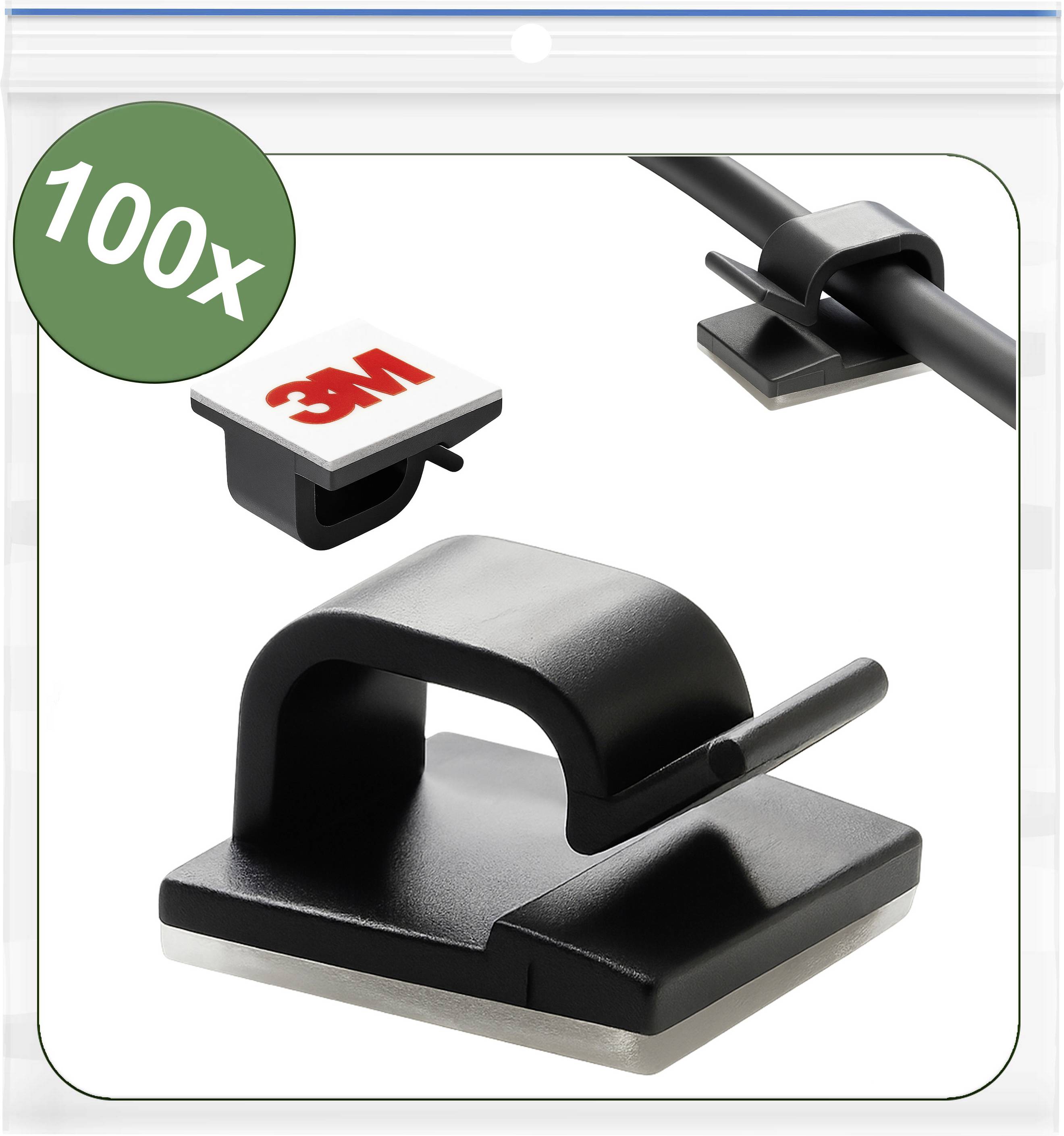 100x Kabelclips mit Klebepads, die Kabel an ihrem Platz fixieren.