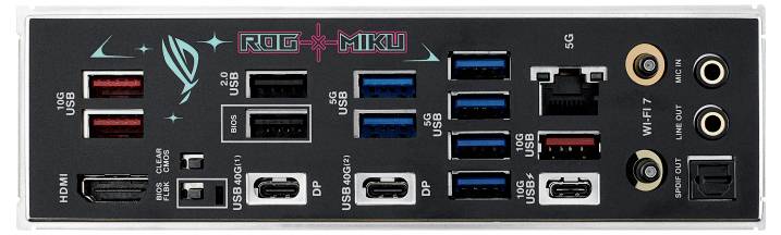 Rückseite eines Computermotherboards mit der Bezeichnung 