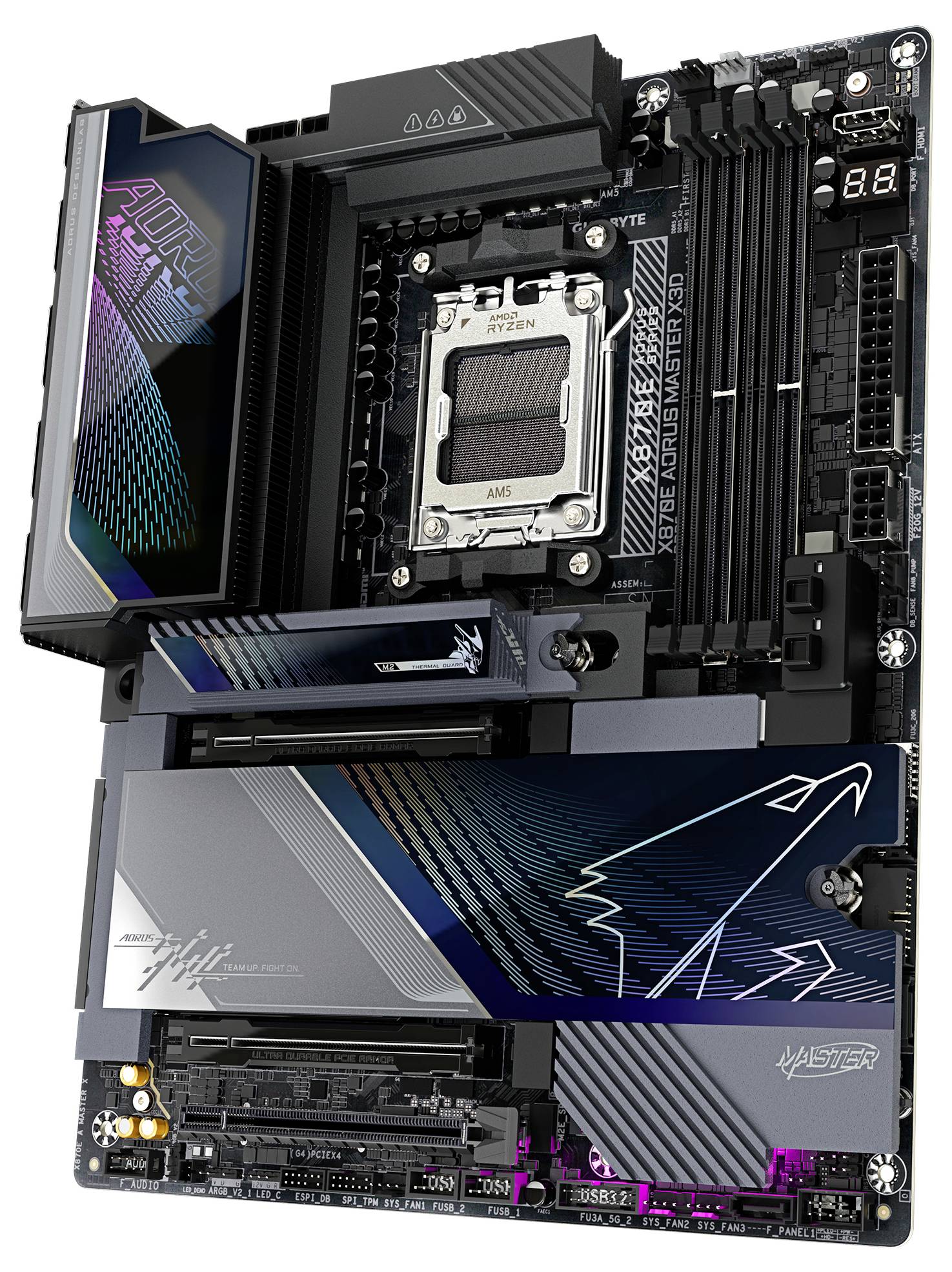 Eine Computermotherboard mit mehreren Steckplätzen und Anschlüssen, die ein hervorragendes 