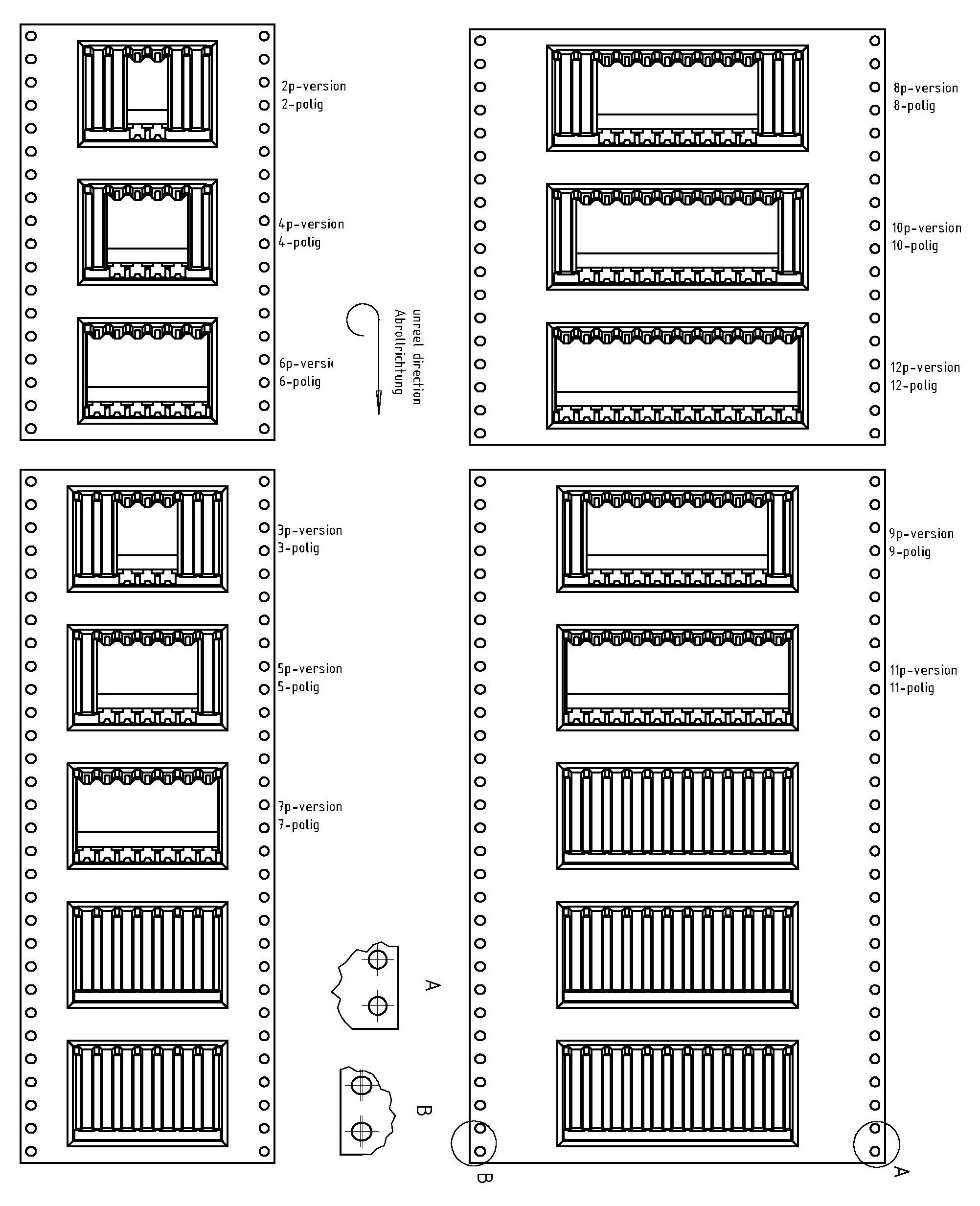 Ein Architekturdiagramm, das Variationen von Fensterdesigns zeigt, die als verschiedene „Poly