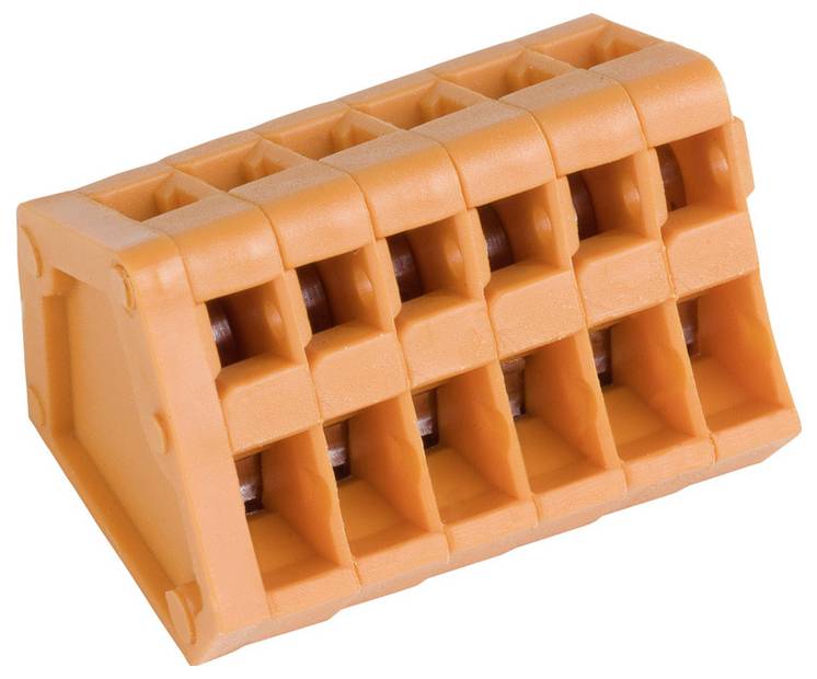 Ein kleiner orangefarbener Kunststoff-Ratsche, häufig in Bauwerkzeugen zum Befestigen und Einstellen von Objekten verwendet.