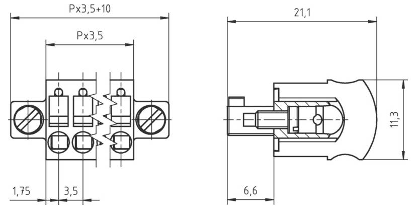 Technische Zeichnung von vier zylindrischen Komponenten, die horizontal ausgerichtet sind, mit in Millimetern angegebenen Abmessungen, die genaue Abstände und Größen zeigen.