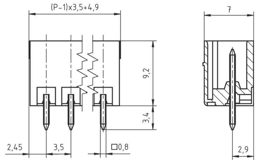 PTR Hartmann Stiftleiste (Standard) Polzahl Gesamt 11 Rastermaß: 3.5mm 51550115101D
