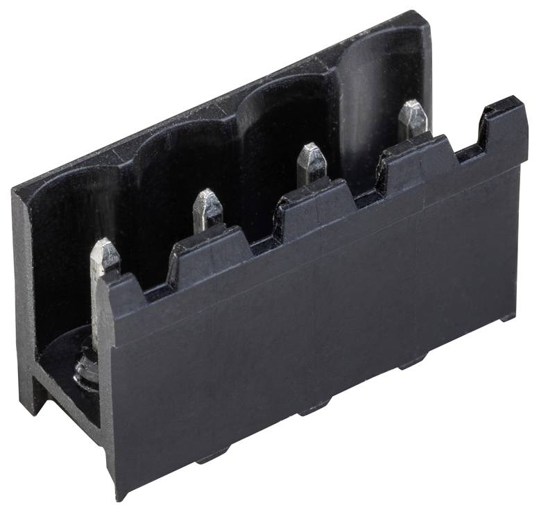 Reihe von sechs schwarzen Steckverbindublöcken mit mehreren Eingängen.