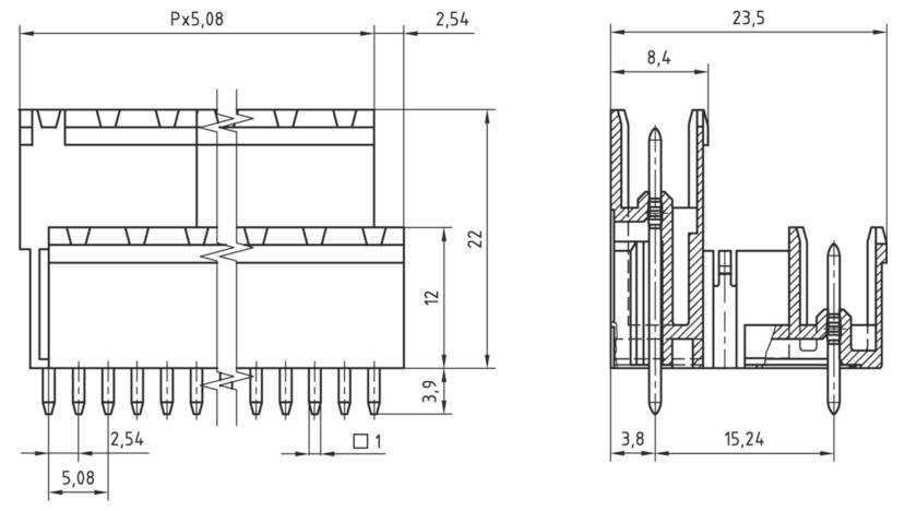 PTR Hartmann Stiftleiste (Standard) Polzahl Gesamt 10 Rastermaß: 5.08mm 50970105131D