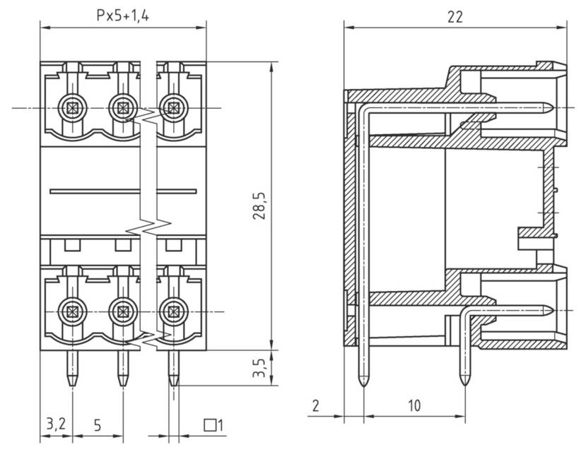 PTR Hartmann Stiftleiste (Standard) Polzahl Gesamt 12 Rastermaß: 5mm 50975125001D