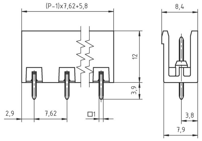 PTR Hartmann Stiftleiste (Standard) Polzahl Gesamt 10 Rastermaß: 7.62mm 50960105131D