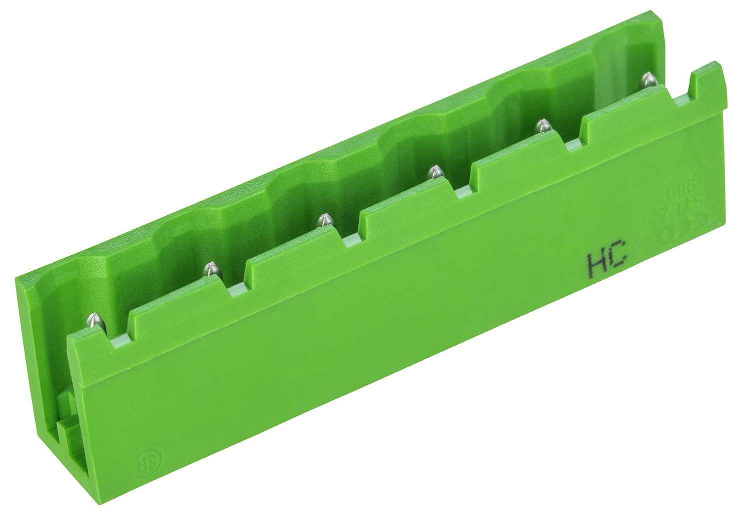 Ein grünes Kunststoffgestell mit Metalsspitzen, das zum Halten oder Trennen von Gegenständen verwendet wird. Mit 