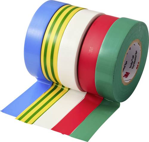 3M 160 Isolierband Rot, Blau, Grün, Weiß, Gelb (L x B) 20 m x 18 mm 5 St.