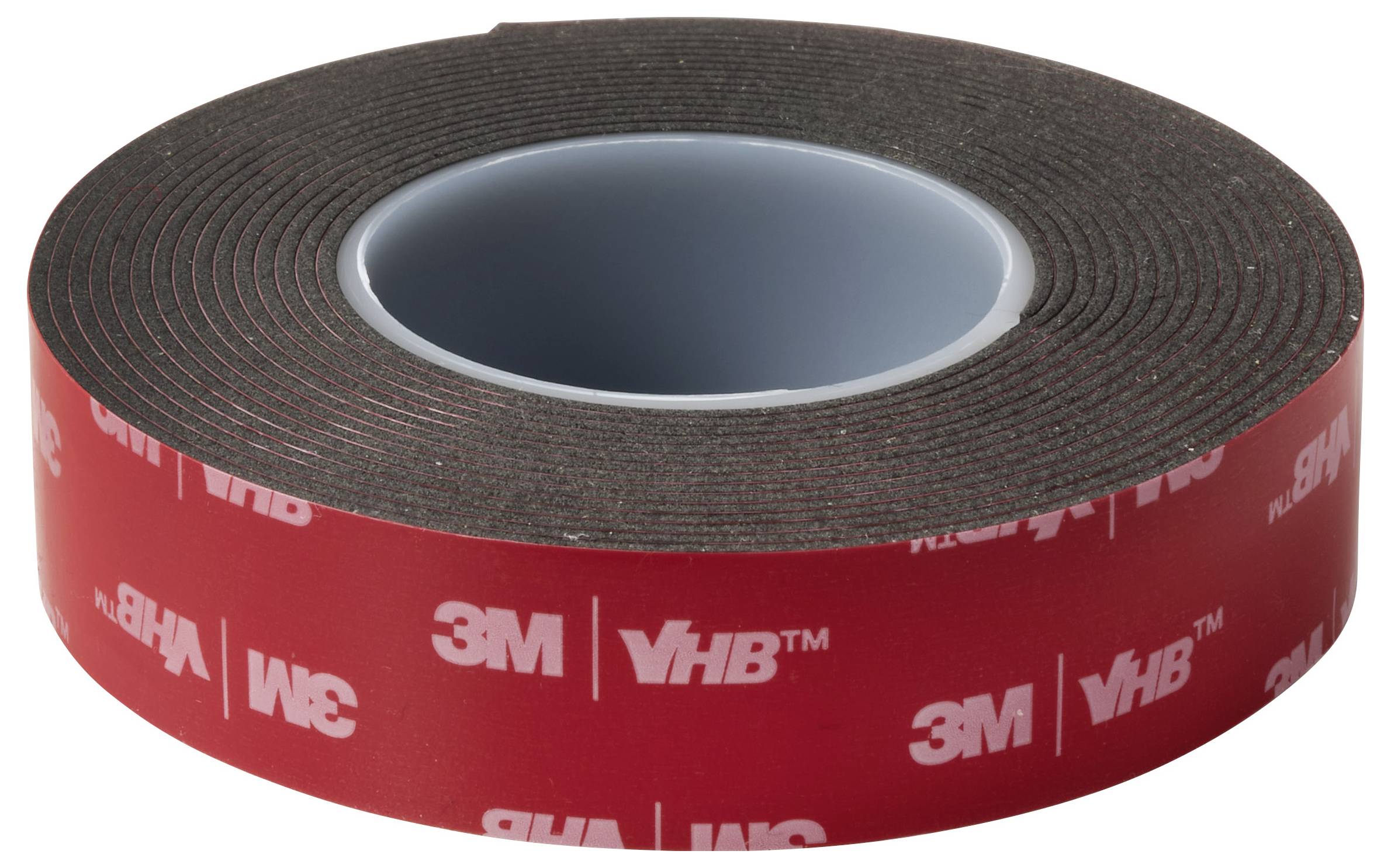 Rolle 3M VHB Klebeband mit rotem Außendesign und weißer Markierung, verwendet für starke, klebende Verbindungen.