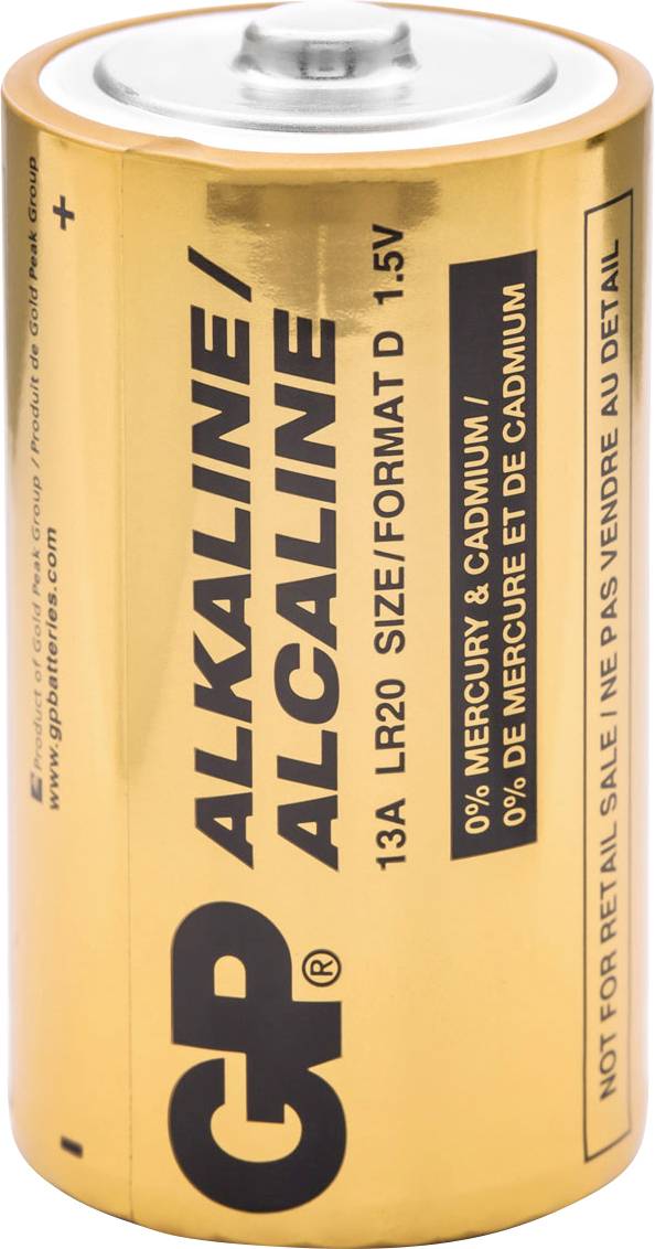 Eine Zylinder-Batterie aus Gold mit der Beschriftung 