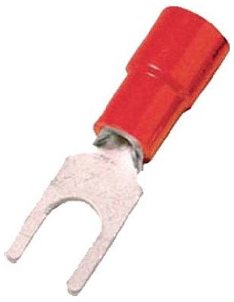 Roter isolierter Kabelschuh, Gabelklemme aus Metall für elektrische Leitungsverbindungen, bietet eine sichere und zuverlässige Verbindung für Kabel.