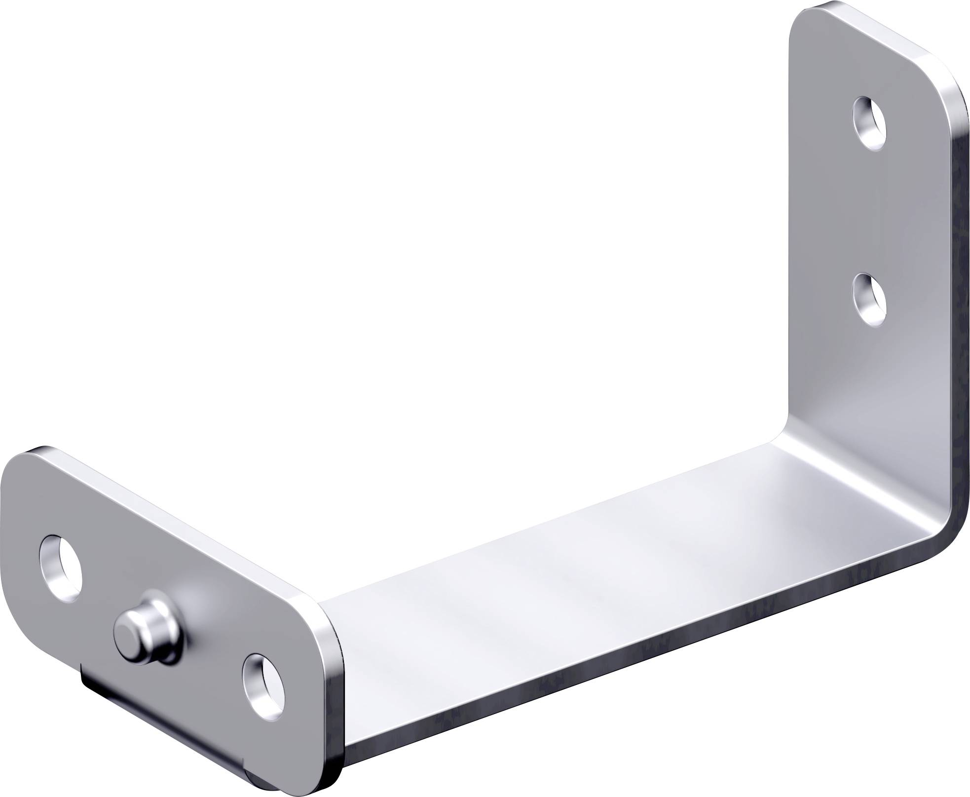 Eine metallische L-förmige Halterung mit Schraubenlöchern, die für strukturelle Unterstützung oder zum Anbringen von Gegenständen an Wänden konzipiert ist.