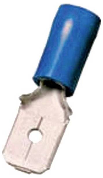 Ein blauer isolierter Kabelschuh mit einer Metallspitze für elektrische Leitungsverbindungen, der häufig in Automobil- und elektronischen Anwendungen verwendet wird.