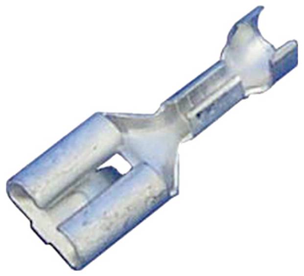 Eine Nahaufnahme eines blauen metallischen elektrischen Terminalanschlusses, die zeigt, wie Teile ineinandergreifen, verwendet für Verdrahtung und elektrische Verbindungen.