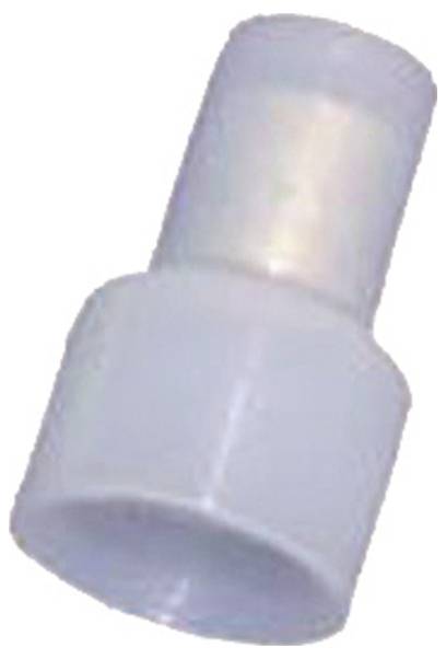 Ein weißer Kunststoff-Rohranschluss mit einer breiteren Basis und einem schmaleren Oberteil, der typischerweise in Sanitär- oder Bewässerungssystemen verwendet wird.