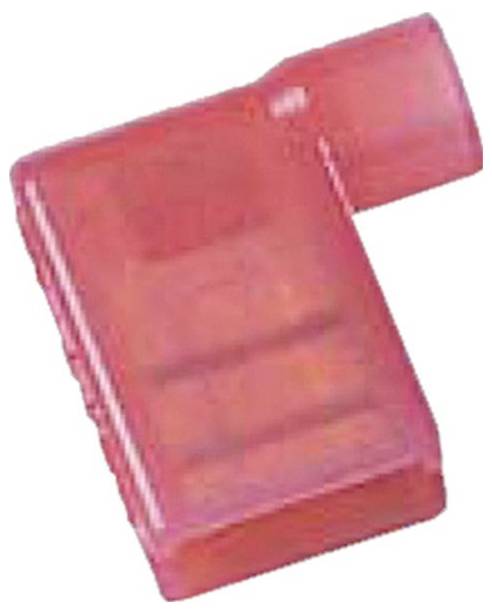 Eine rote, L-förmige Kappe mit einem rechteckigen Körper und einem zylindrischen Oberteil, wahrscheinlich als Schutzabdeckung für Anschlüsse oder Geräte verwendet.