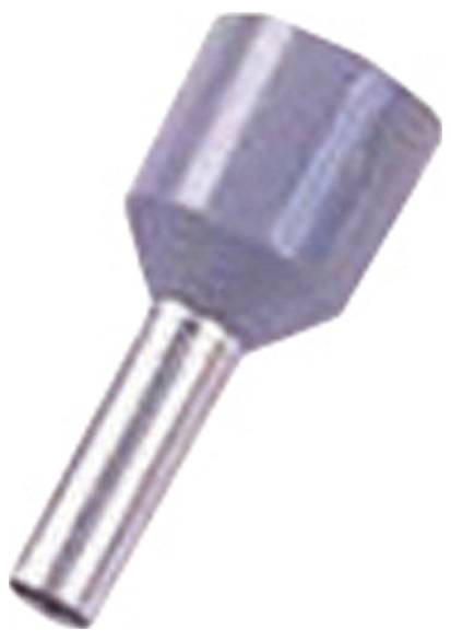 Eine Metalltülle mit grauer Kunststoffbeschichtung, die in elektrischen Anschlüssen zum Sichern von Drähten verwendet wird.