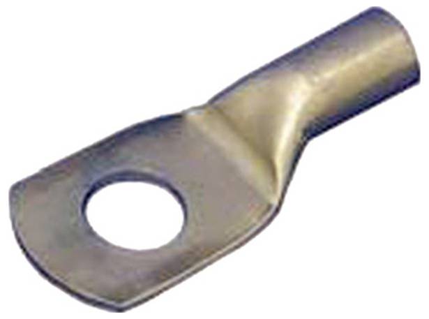 Eine Kabelöse aus Metall mit einem zylindrischen Rohr und einer flachen Platte mit einem Loch für sichere elektrische Verbindungen.