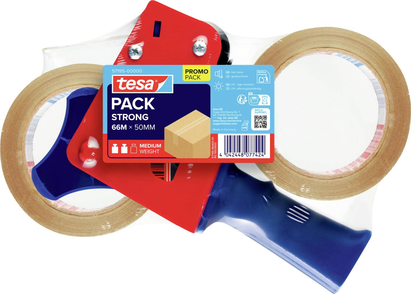Tesa 57195-00000-01 Klebeband-Abroller tesapack® Transparent (L x B) 66 m x 50 mm 1 St.