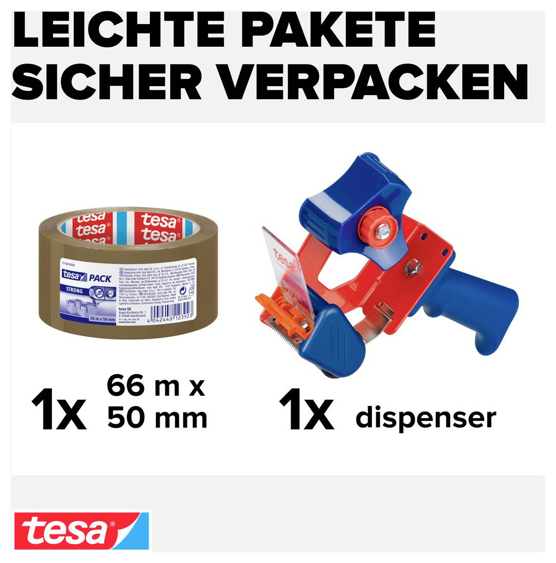 Tesa 58166-00000-00 Klebeband-Abroller tesapack® Braun (L x B) 66m x 50mm 1St.