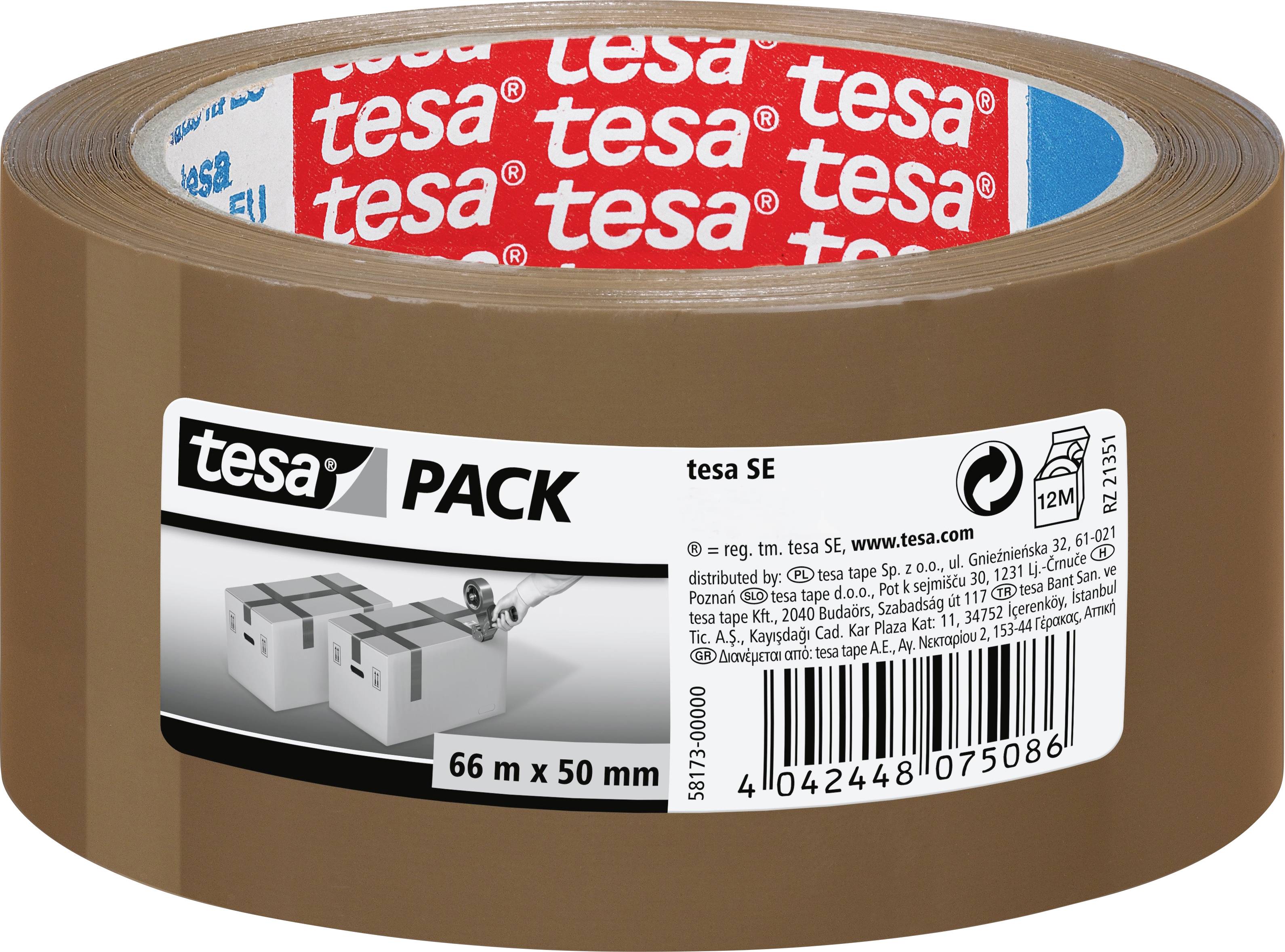 Braune Packklebeband-Rolle mit der Aufschrift „tesa PACK