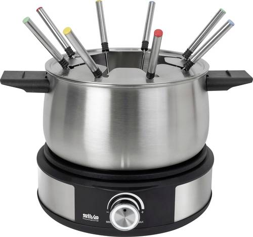 Silva PK-F 140 Fondue 1500 W Überhitzungsschutz, 8 Fonduegabeln Schwarz, Edelstahl