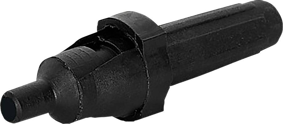 Ein schwarzer, zylindrischer Bohrbithalter mit strukturierter Griffoberfläche und Verriegelungsmechanismus, entwickelt zum Sichern von Bohrern während des Gebrauchs.