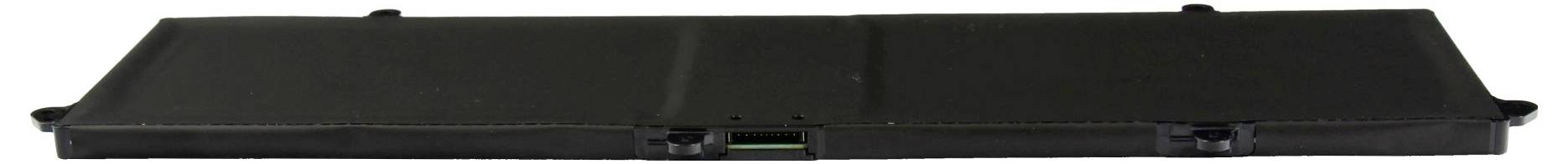 Ein schwarzes rechteckiges Objekt mit gefalteten Abschnitten, möglicherweise ein tragbares Panel oder ein Etui, vor einem einfarbigen weißen Hintergrund.