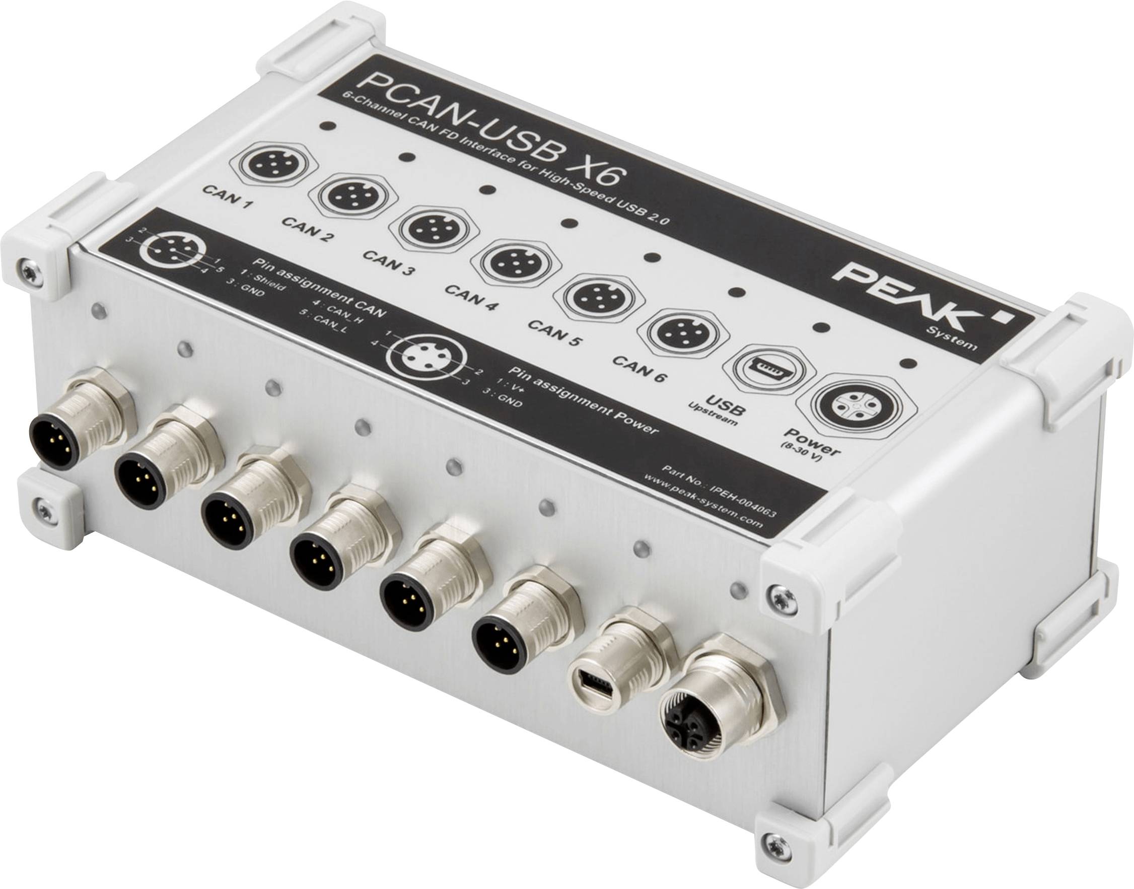 Ein rechteckiges elektronisches Gerät mit der Bezeichnung „PCAN-USB X6